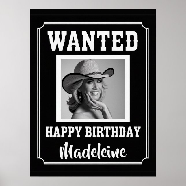 Poster Photo de Anniversaire Rustique Far West Sauvage (Devant)