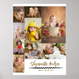 Poster photo de bébé mignon - 9 photo & texte personnalis