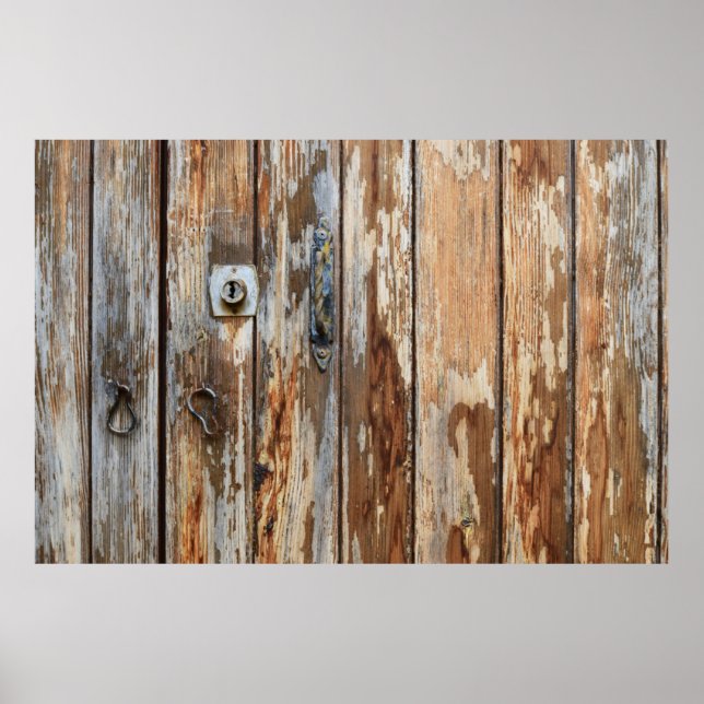 Poster Photo de clôture en bois brun (Devant)