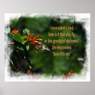 Poster Photo de colibri avec une citation de Hafez