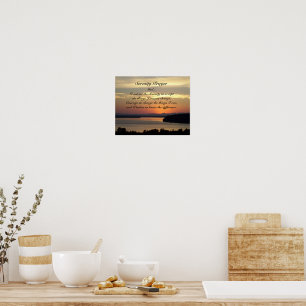 Poster Photo de coucher de soleil sur l'océan orange avec