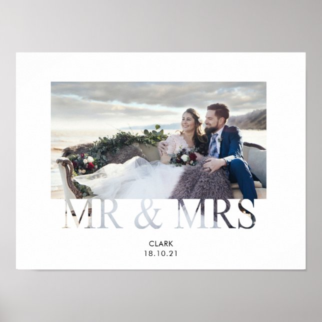 Poster Photo de couple d'amour romantique M & Mme mariage (Devant)
