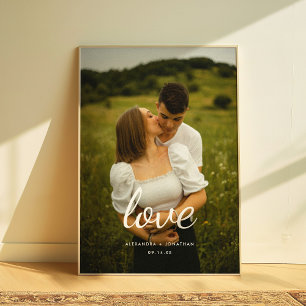Poster Photo de couple de mariage 'Amour' avec écriture m