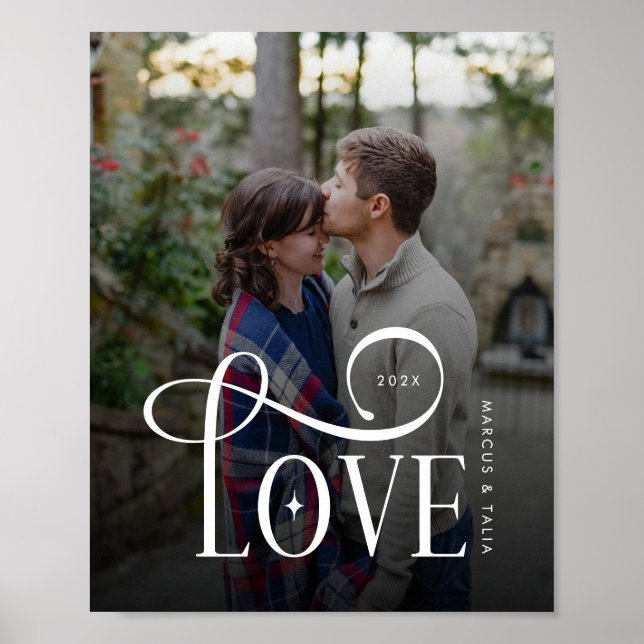 Poster Photo de couples fiancés personnalisé avec écritur (Devant)