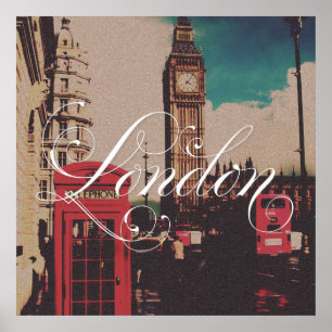 Poster Photo de cru de point de repère de Londres