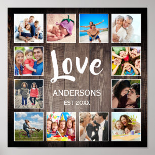 Poster Photo de Custom Collage Rustic Farmhouse Love Fami