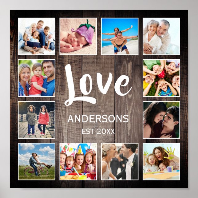 Poster Photo de Custom Collage Rustic Farmhouse Love Fami (Devant)