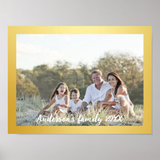Poster Photo de famille avec bordure dorée