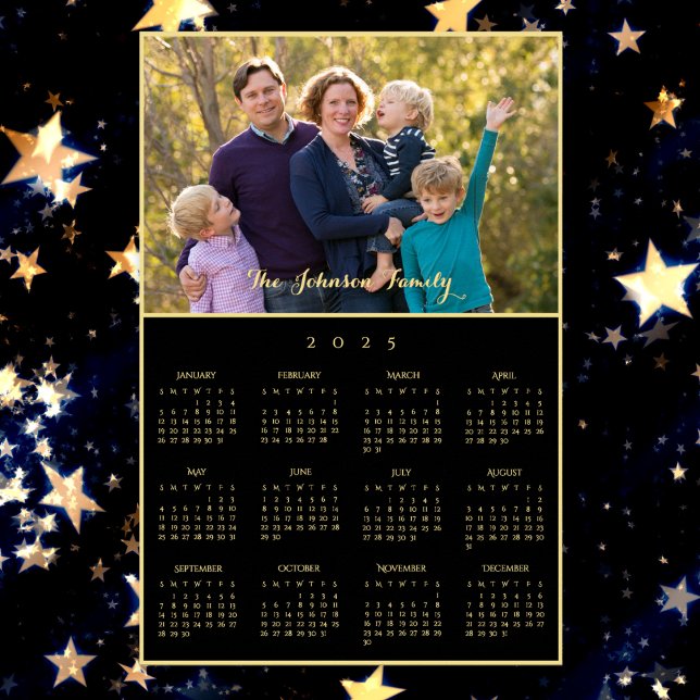 Poster Photo de famille personnalisée Calendrier annuel 2 (Personalized Family Photo Yearly 2025 Calendar Poster)