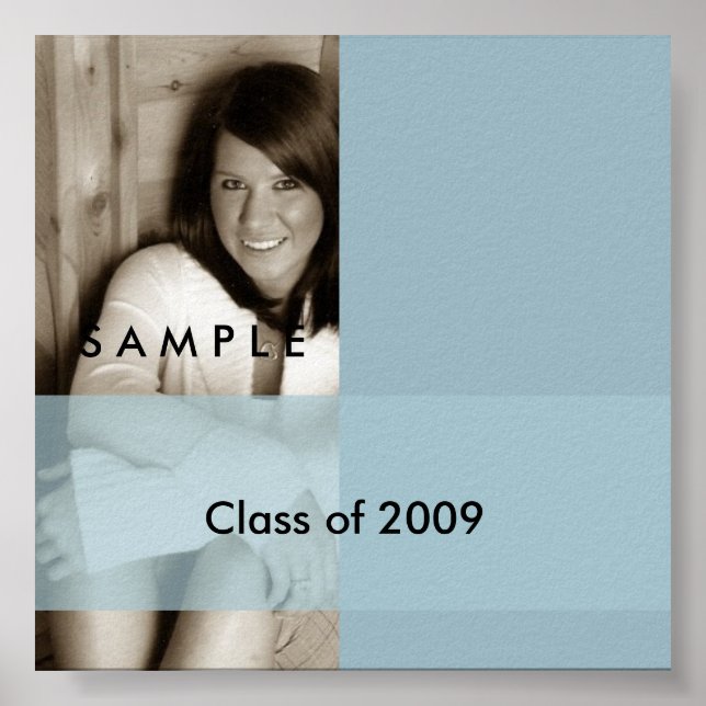 Poster Photo de Graduation en bleu clair Autographe Poste (Devant)