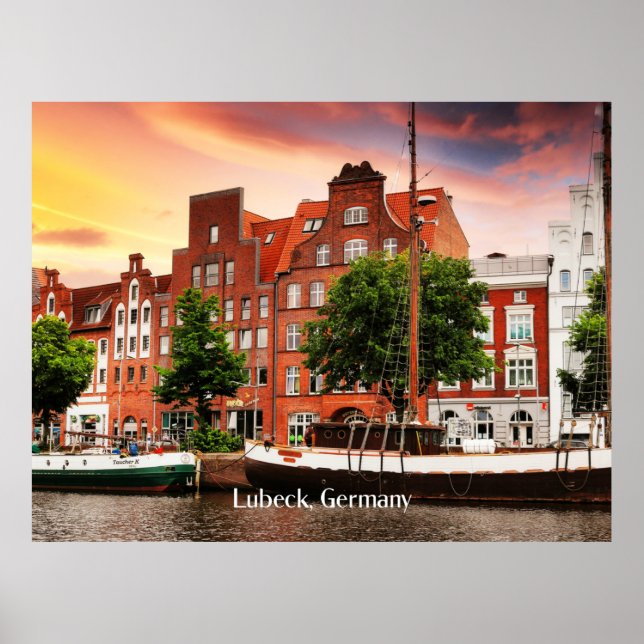 Poster Photo de la ville de Lubeck Allemagne (Devant)