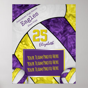 Poster photo de l'équipe de volley-ball des filles jaune 