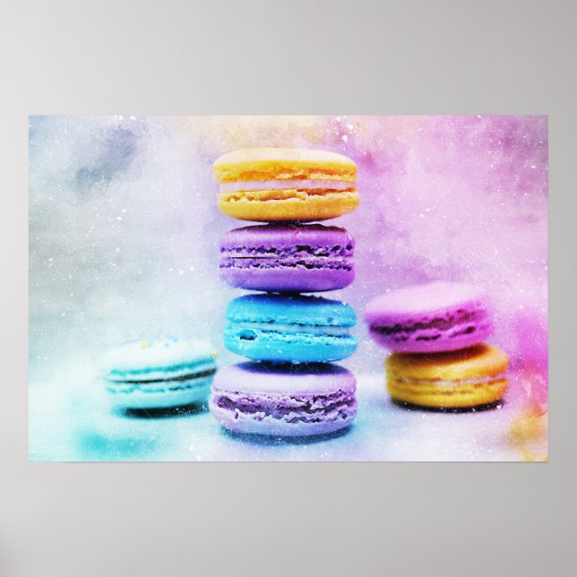 Poster Photo de Macarons colorés (Devant)