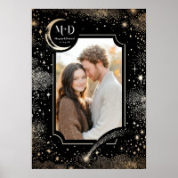 Photo de mariage Céleste Noir Moderne Étoiles Lune