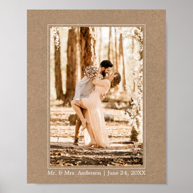 Poster Photo de mariage de style kraft simple moderne (Devant)