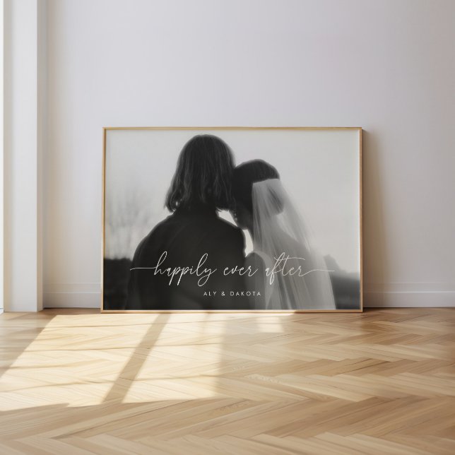 Poster Photo de mariage minimal noir et blanc pour annive (Créateur téléchargé)