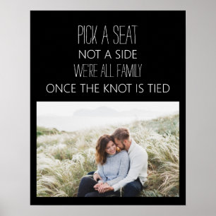 Poster Photo de mariage noir et blanc Siège pas côté