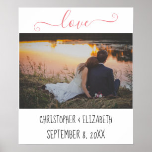 Poster Photo de mariage personnalisé avec noms et date 