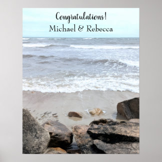 Poster Photo de mariage romantique sur le bord de l'océan