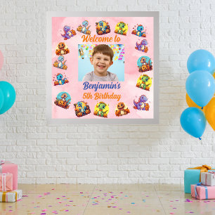 Poster Photo de naissance d'Halloween de bébé dinosaure m