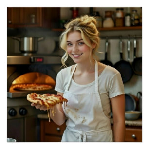 Poster Photo de pizza en train de manger Personnaliser