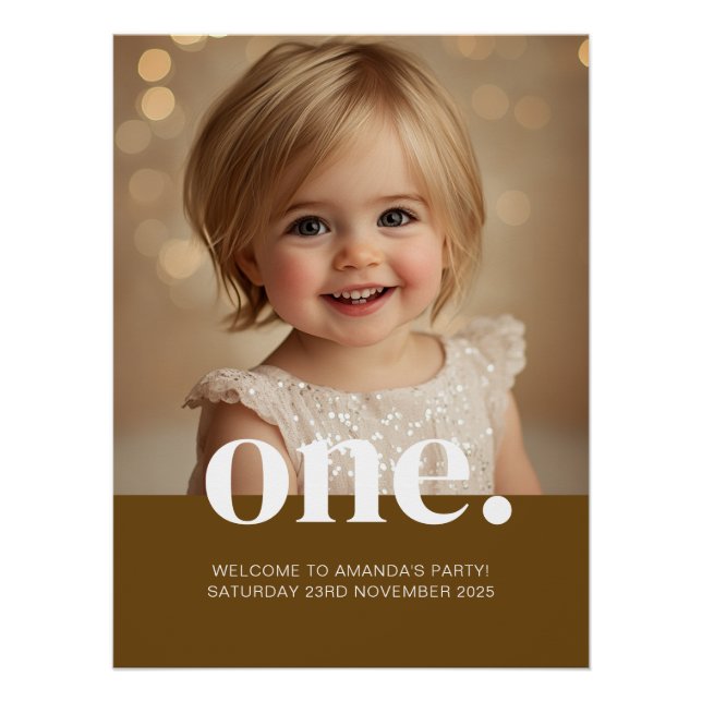 Poster photo de premier anniversaire en Brown (Devant)