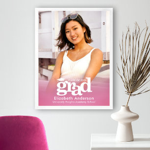 Poster Photo de remise de diplôme rose avec typographie g