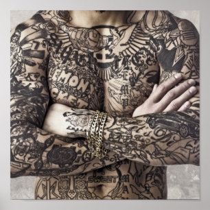 Poster Photo de tatouage corporel masculin