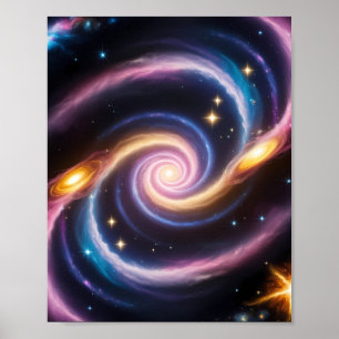 Poster Photo d'étoiles et de galaxies de différentes coul