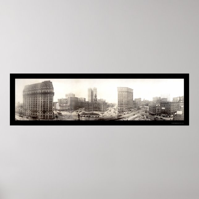 Poster Photo du centre-ville de Detroit 1914 (Devant)