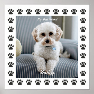 Poster Photo du chien, nom, Mon meilleur ami, Empreintes
