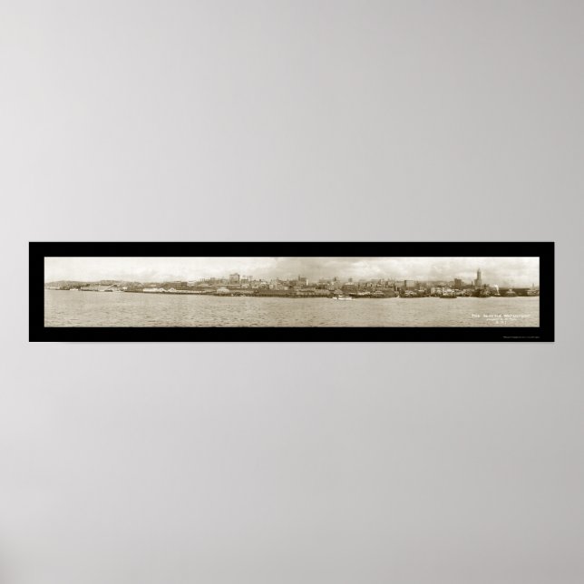 Poster Photo du front de mer de Seattle WA 1917 (Devant)