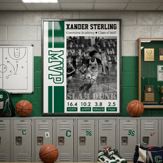 Poster Photo du joueur MVP de basketball