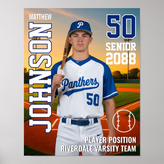 Poster Photo du joueur MVP de l'équipe de baseball senior (Devant)
