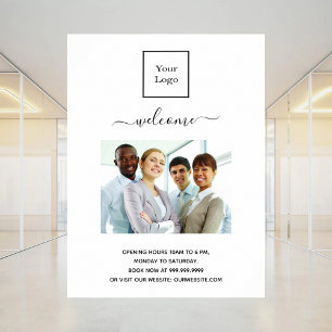 Poster Photo du logo de l'entreprise, heures d'ouverture