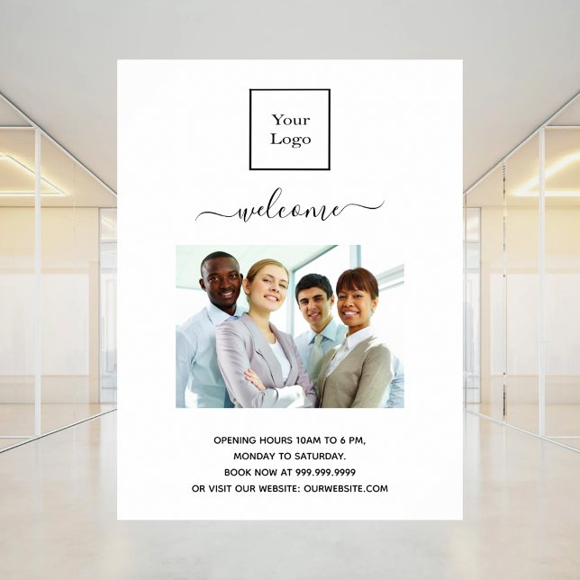 Poster photo du logo de l'entreprise heures d'ouverture d (Créateur téléchargé)