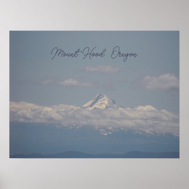 Poster Photo du mont Hood Oregon Blue Nuages (Devant)
