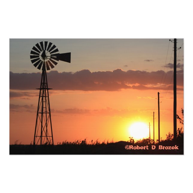 Poster photo du moulin à vent Sunset Silhouette Ka (Devant)