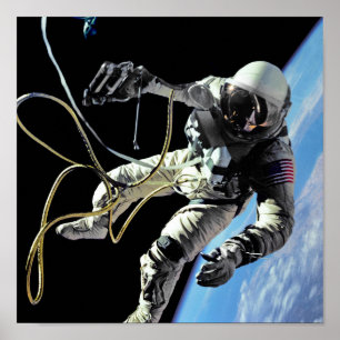 Poster Photo du premier astronaute américain en sortie ex