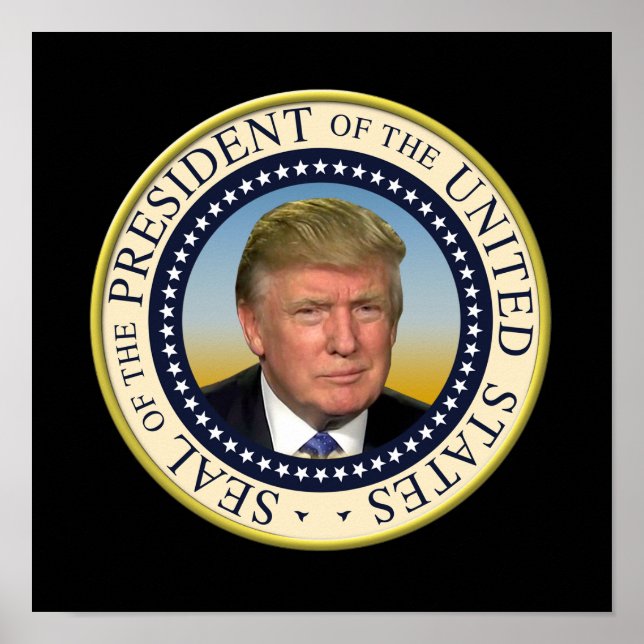 Poster Photo du Président Trump Sceau présidentiel (Devant)
