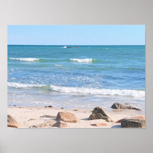 Poster Photo du rivage de l'océan Atlantique bleu