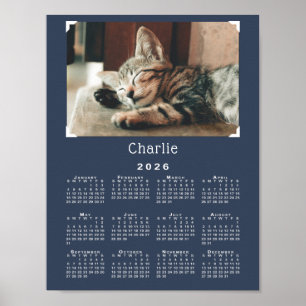 Poster Photo et nom personnalisés 2026 Calendrier Marine