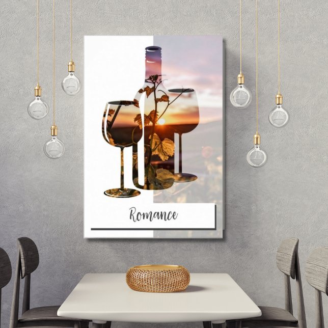 Poster Photo et texte personnalisés Bouteille et deux ver (Romance - Wine for Two)