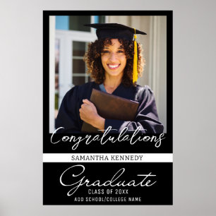 Poster Photo Graduation Congrats Grad Classe De 20XX Noir
