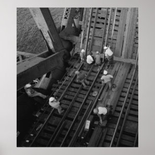 Poster Photo industrielle - Travailleurs du pont ferrovia