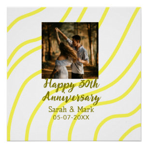 Poster Photo jaune doré 30e anniversaire de mariage nom