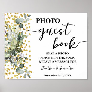 Poster Photo Livre d'Invité Mariage Bridal Eucalyptus Gol