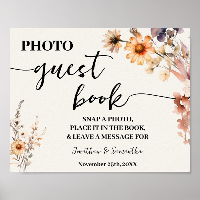 Poster Photo Livre d'invité Mariage Bridal Fleur sauvage  (Devant)