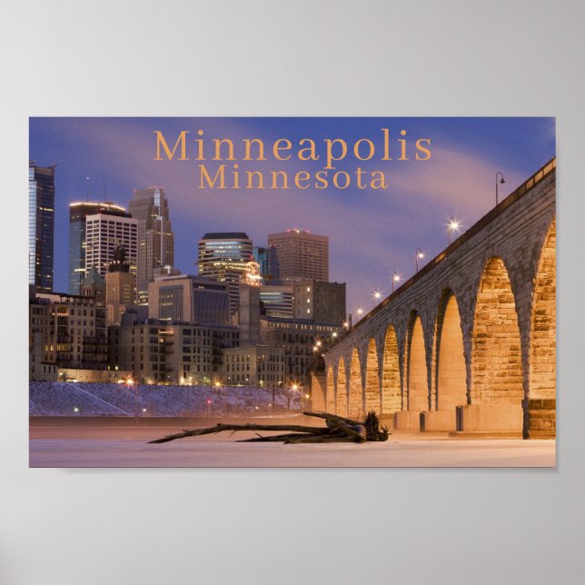 Poster Photo Minneapolis Minn Skyline | Pont en arc de pi (Devant)