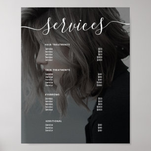 Poster Photo moderne Salon simple Service Menu Prix